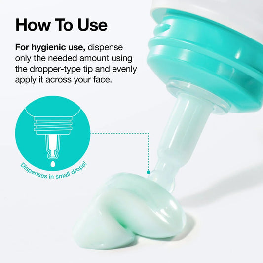 Dropper dispensing teal gel on surface; Anua PDRN Hyaluronic 100 moisturizing cream