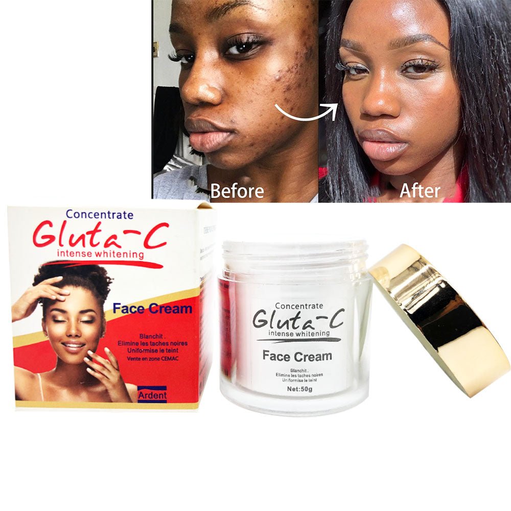 Gluta-C face cream jar with face cream boxes and small cream container