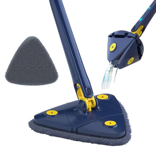 360° Rotatable and Adjustable Cleaning Mop, Extendable Triangular Mop With Long Handle, Quick-Drying By Hand Twisting, Multi-functional Microfiber Dry and Wet Cleaning Floor and Wall With 3 Replacement Pads || UAEdealz