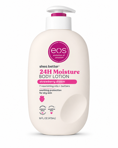 EOS shea better 24H Moisture body lotion bottle, cream, with white pump