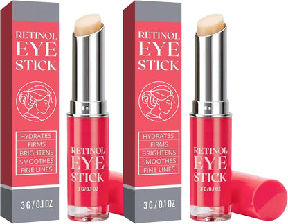 Retinol eye stick balm with silver cap and beige balm tip, pink clear stick