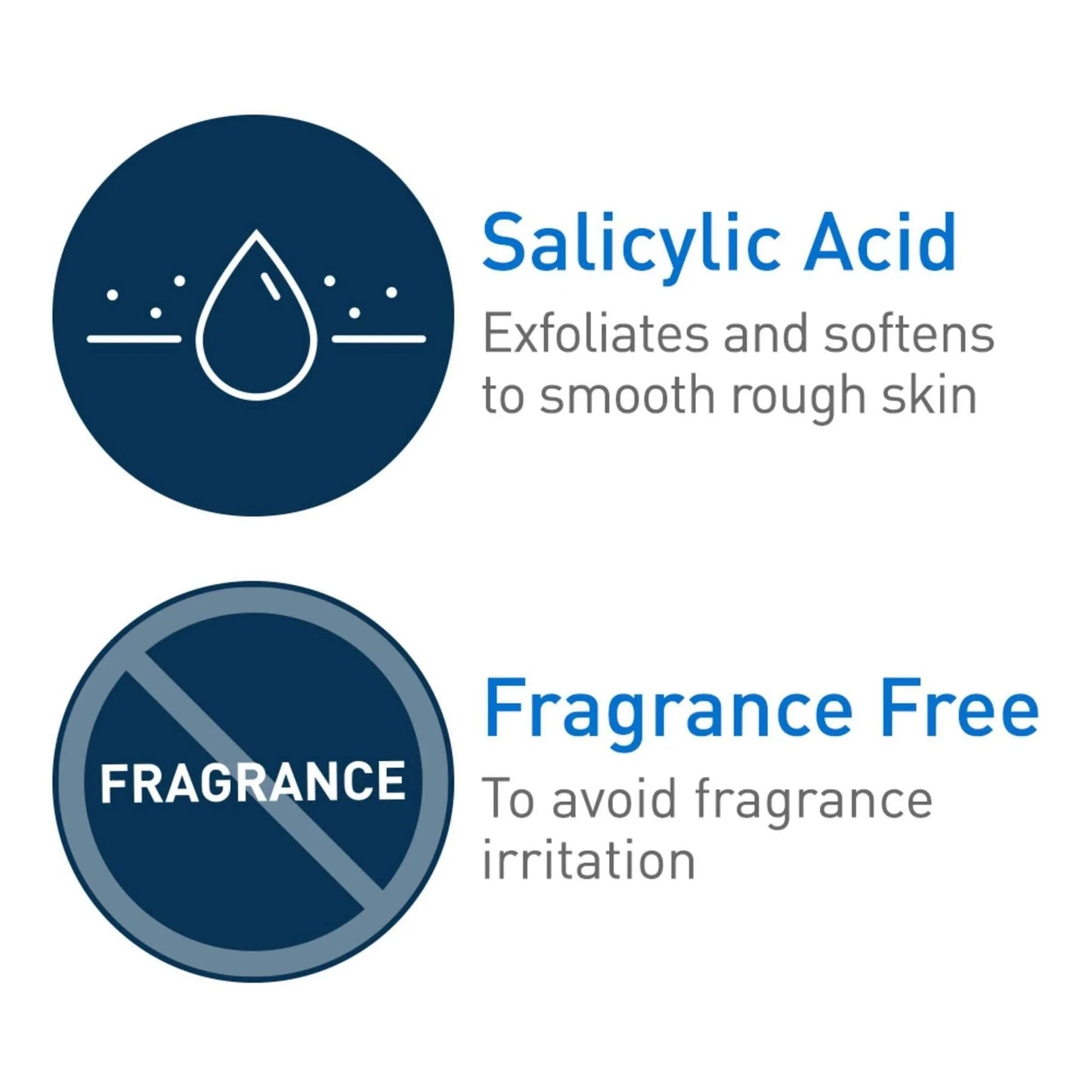 Fragrance-free and salicylic acid icons for smoothing rough skin