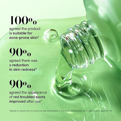 Anua 10+ serum bottles with green gel splash, close-up on silver caps