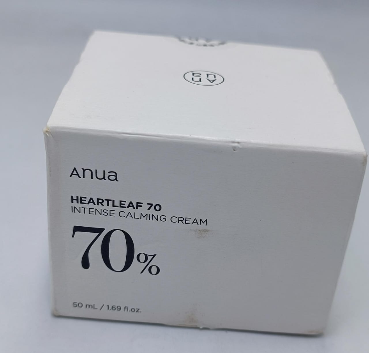 Anua Heartleaf 70% intense calming cream box with 70% branding on front