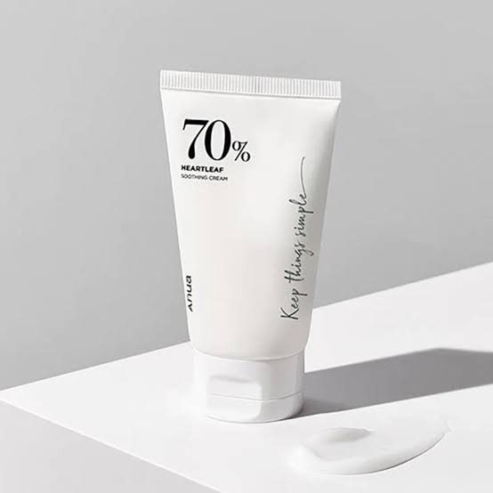 Anua 70% Heartleaf soothing cream tube with white label and flip-top cap