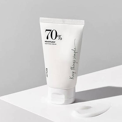 Anua 70% Heartleaf soothing cream tube with white label and flip-top cap