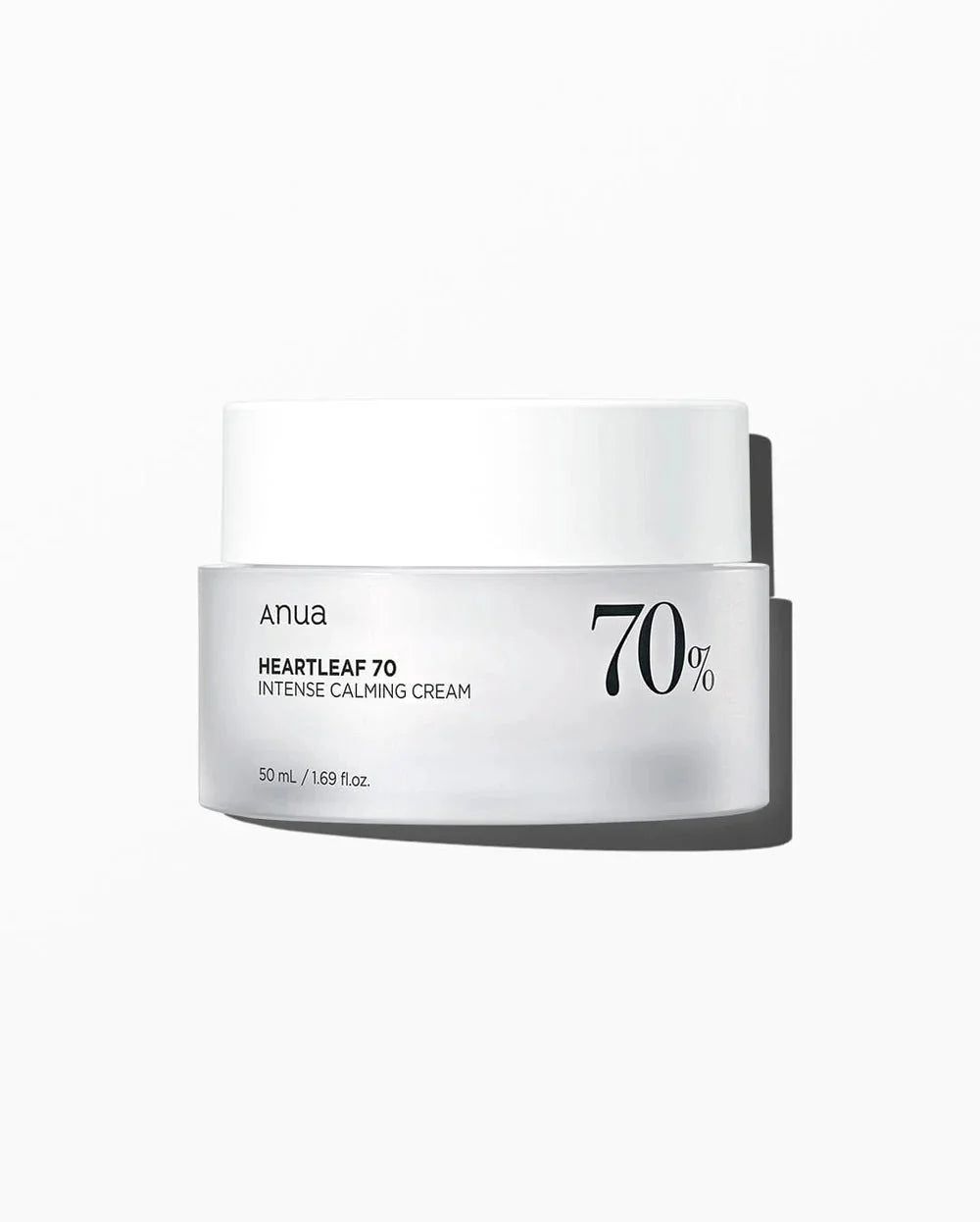 Anua Heartleaf 70% intense calming cream jar with white lid and 70% label