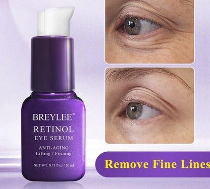 Purple retinol eye serum bottle with white pump cap