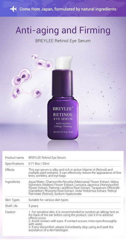 Retinol eye serum bottle with anti-aging and anti-firming icons