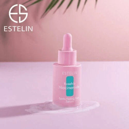 ESTELIN rosehip niacinamide face serum, pink dropper bottle