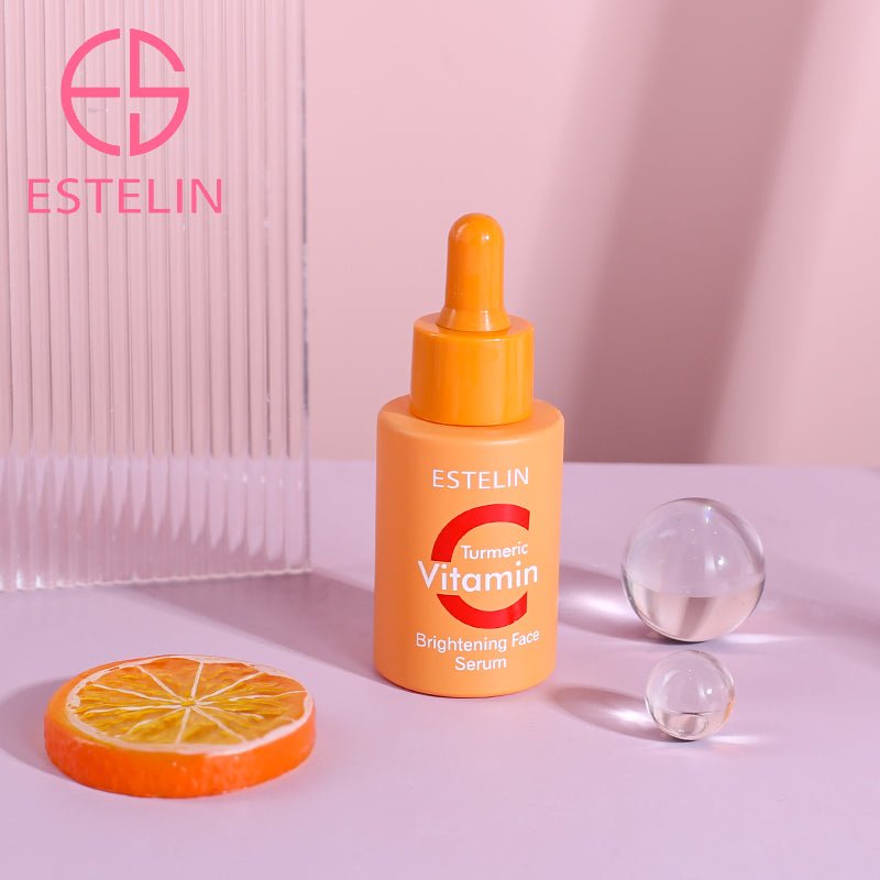 ESTELIN brightening face serum, orange bottle with dropper