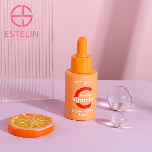 ESTELIN brightening face serum, orange bottle with dropper