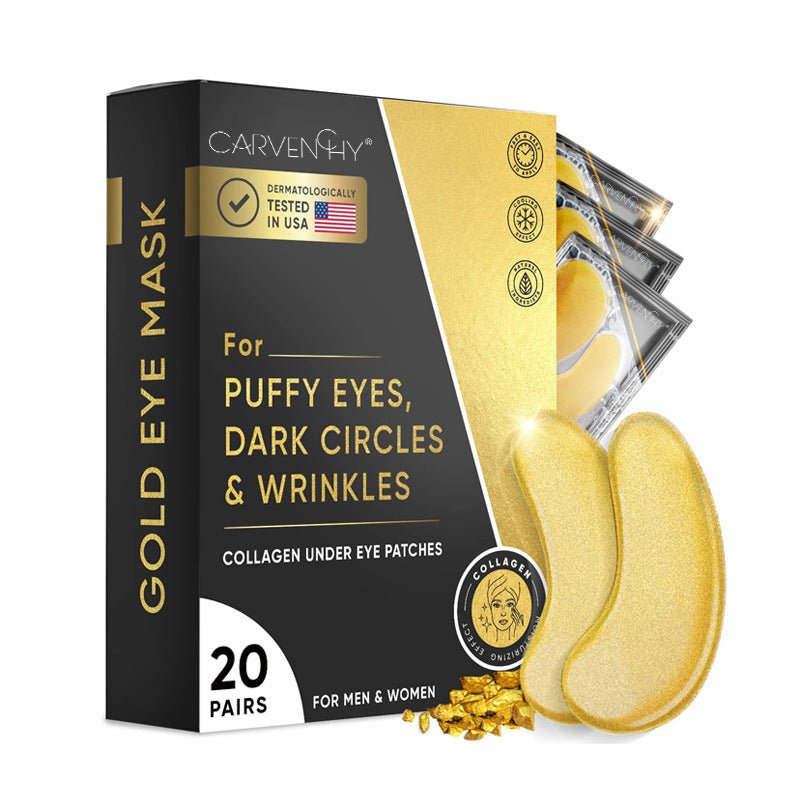 Gold under-eye collagen patch box with layered single patches