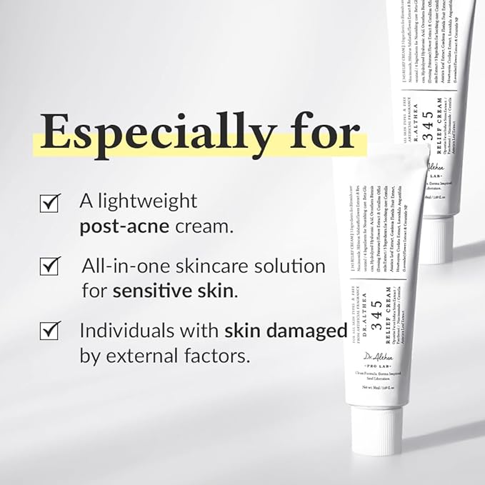 White post-acne cream tube standing upright with 'Especially for' callout