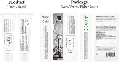 Cream tube package showing front and back labels, '345 Relief Cream'