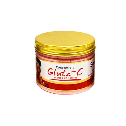 Gluta-C face cream jar with yellow lid and red-white label