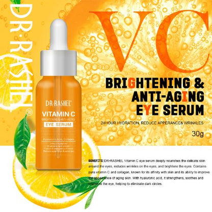 Vitamin C eye serum bottle with dropper, orange serum, DR-RASHEL