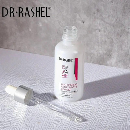 DR-RASHEL whitening fade spot serum bottle with glass dropper and clear serum