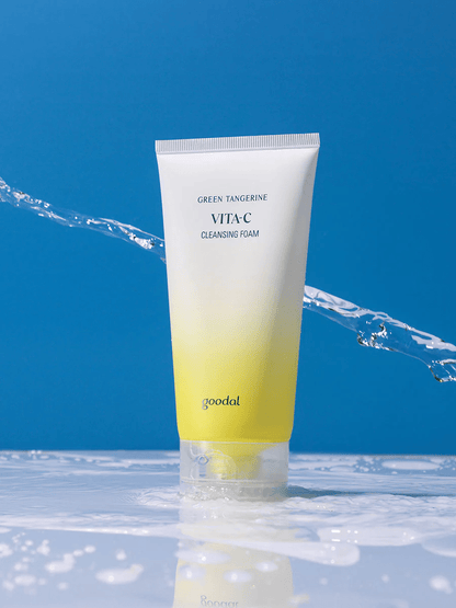 Goodal Green Tangerine Vita-C Cleansing Foam tube standing with nozzle tip