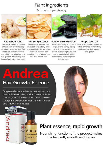 Andrea hair growth essence bottle with amber serum and matching product box