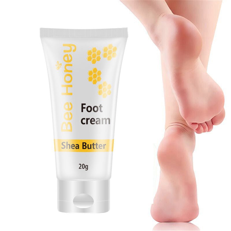Foot cream tube with shea butter, 20g, white with yellow accents