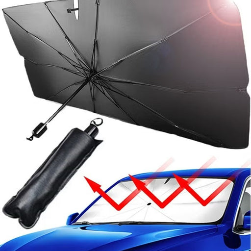 Car Umbrella Car Shade Sun Car Sunshade Foldable, Car Front Windshield Umbrella, Foldable Automotive Windshield Shade for Car Front Window Blocks UV Rays Heat Keep Cool, Velcro Tapered Edge Opening || UAEdealz