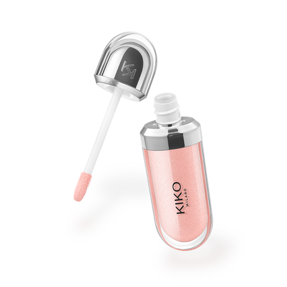 KIKO Milano 3D Hydra lip gloss, soft pink shimmer tube with doe-foot applicator