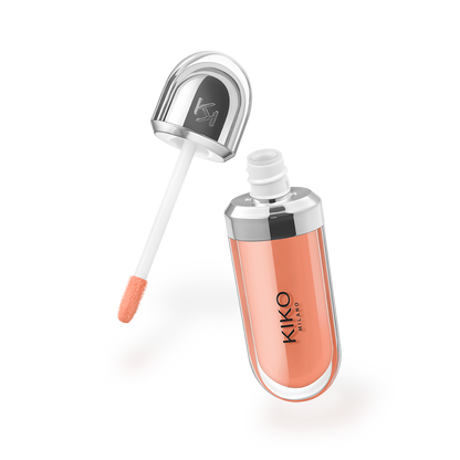 KIKO Milano hydra lip gloss tube with wand, peach shimmer liquid color