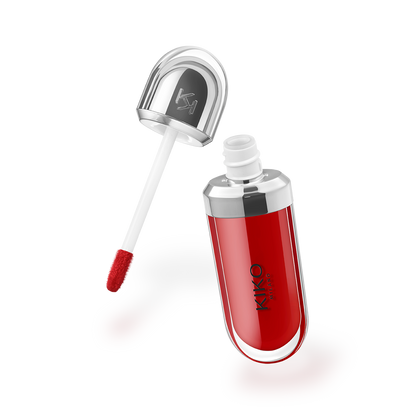 KIKO Milano hydra lip gloss tube with wand, vivid red shimmer color