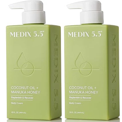 MEDIX 5.5 coconut oil and manuka honey body cream pump bottles, 444 ml
