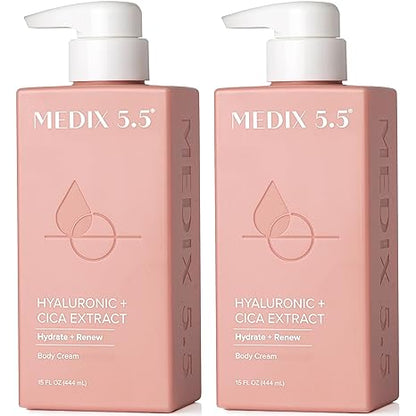MEDIX 5.5 body cream bottle with pump, pink, 444 ml
