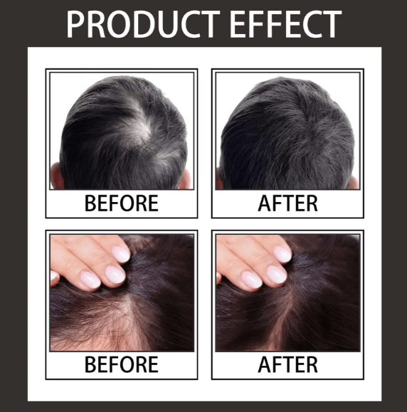 EELHOE hair building fibers powder effect on dark hair: before-and-after volume