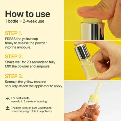 numbuzin ampoule concentrate bottle with silver cap and yellow powder cap held above