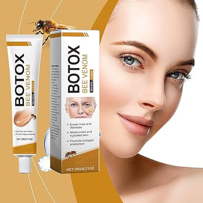 Bee venom wrinkle cream tube, white and gold with small nozzle cap