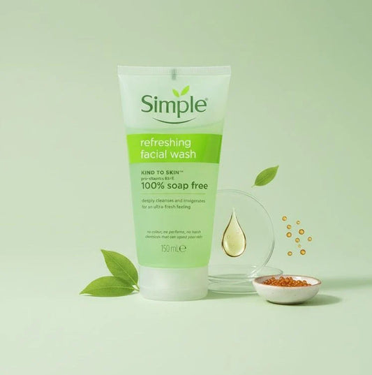 Simple Refresh Facial Wash – Gentle Daily Cleanser with Pro-Vitamin B5 + Vitamin E (150mL)