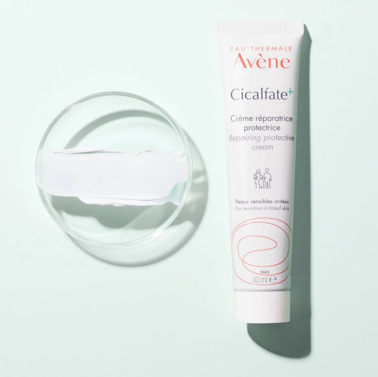 Cicalfate+ protective repair cream tube with clear bowl of cream