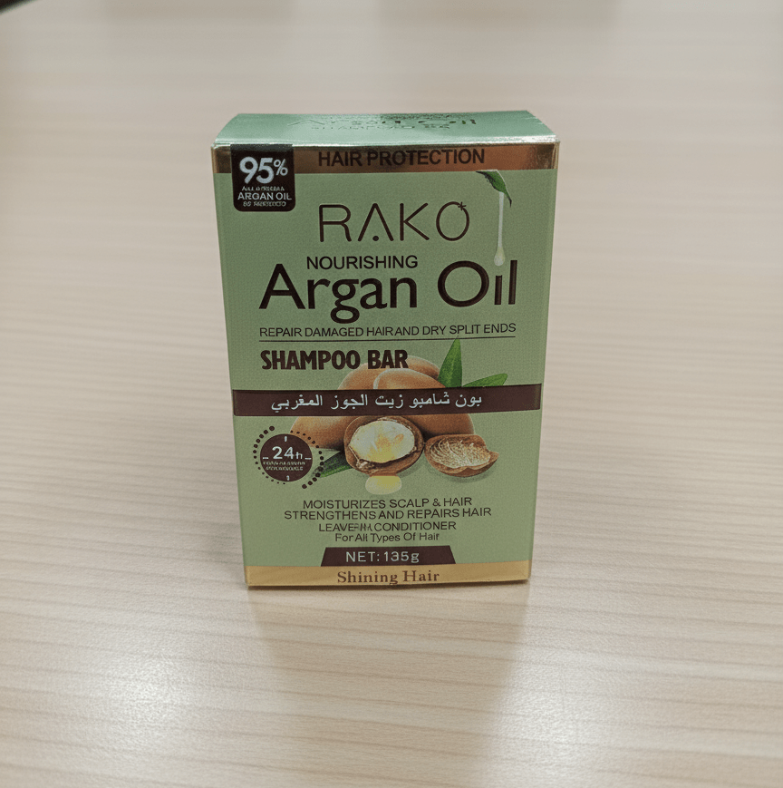 RAKO Argan Oil nourishing shampoo bar box for damaged hair