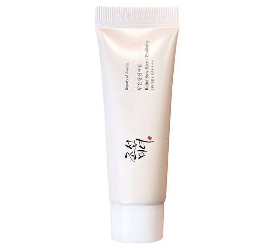 SPF50+ rice probiotic sunscreen cream tube, light beige squeeze tube with label