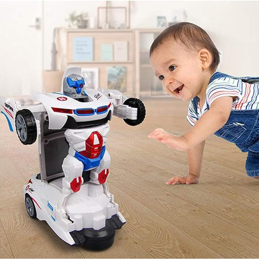 Robot Deform Car For Kids, Bump & Go Action 2 in 1 Robot Car Toy With 3D Lights and Music Transform Car Toy, Battery Operated || UAEdealz