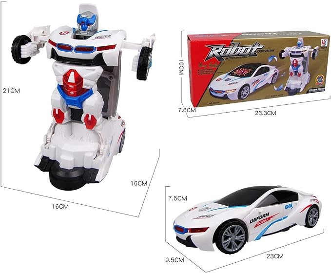 Robot Deform Car For Kids, Bump & Go Action 2 in 1 Robot Car Toy With 3D Lights and Music Transform Car Toy, Battery Operated || UAEdealz