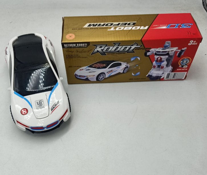 Robot Deform Car For Kids, Bump & Go Action 2 in 1 Robot Car Toy With 3D Lights and Music Transform Car Toy, Battery Operated || UAEdealz