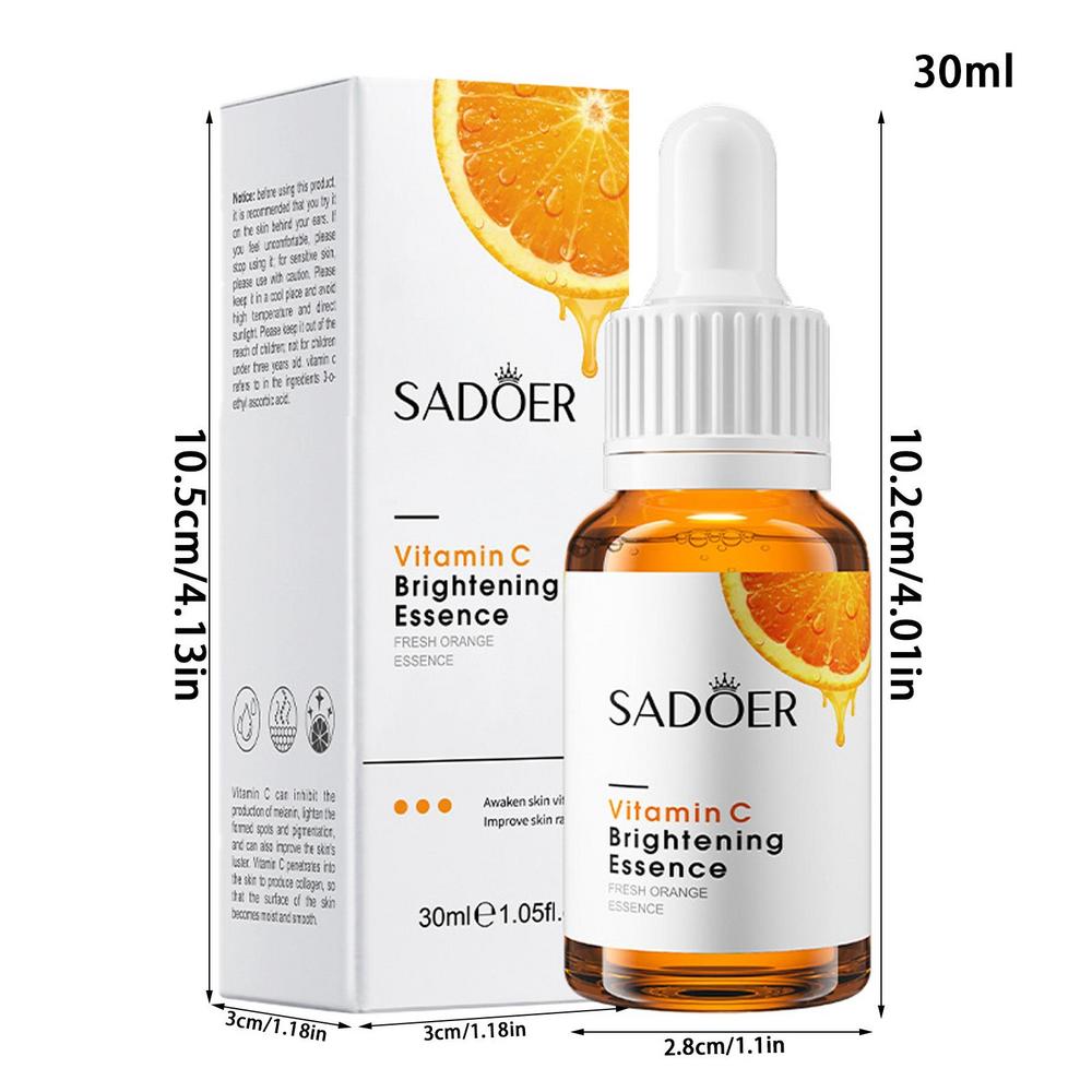 Vitamin C brightening essence bottle with box, size marked 30 ml
