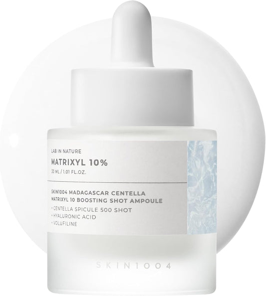 Skin1004 Matrixyl 10% boosting shot ampoule with white dropper cap, front label visible