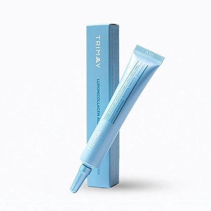 Light blue eye cream tube with matching box