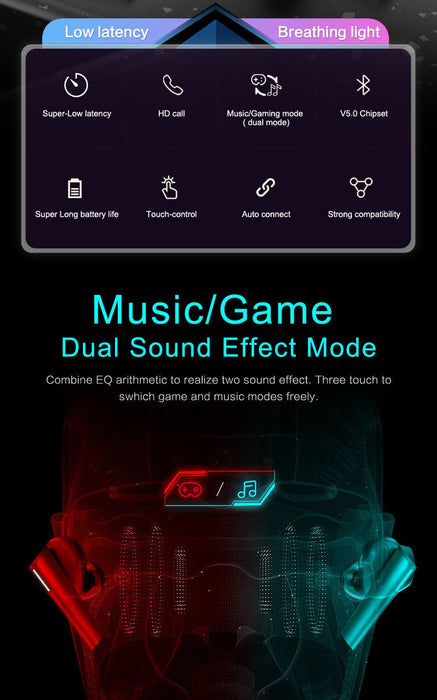 Wireless Gaming Bluetooth Headset Low Latency Luminous Gaming Headset