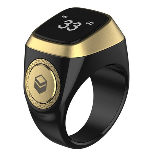 Smart Zikr Ring | Lite | 22 MM Prayer Counter, Tasbih Counter & Muslim Prayer Time Reminder | Waterproof Wearable Technology | Black and Gold || UAEdealz